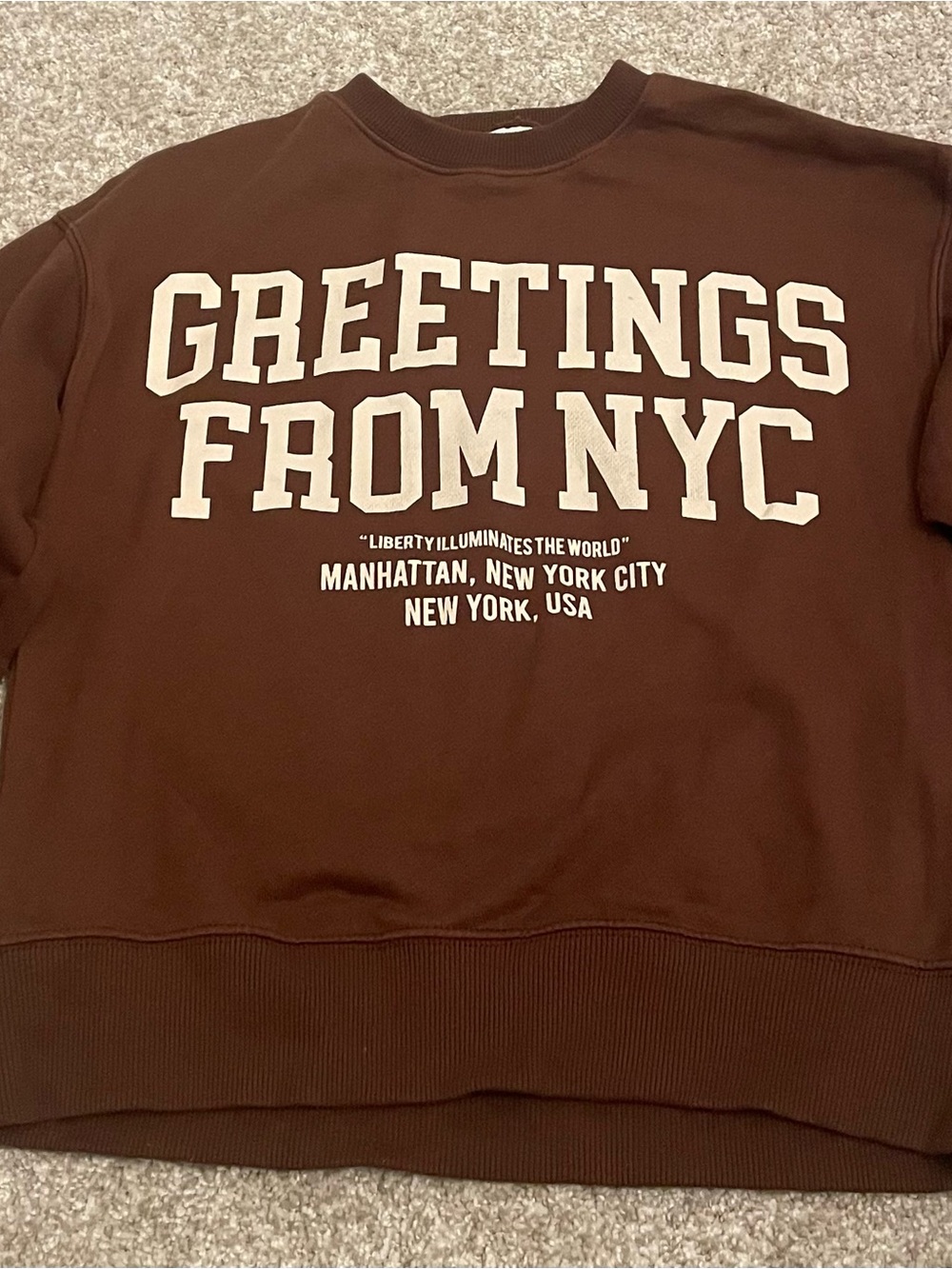 Zara Kids Brown “Greetings From NYC” Graphic Sweatshirt – Size 9
